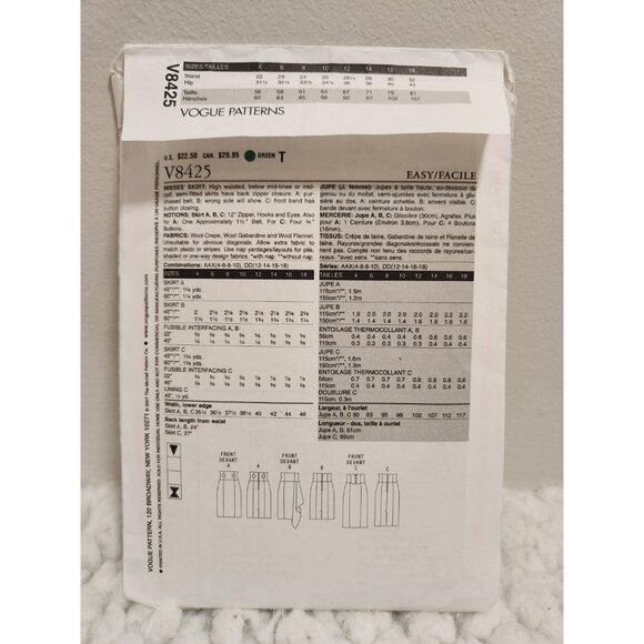 Vogue V8425 Women’s Skirt Sewing Pattern • Pencil Skirt - Picture 6 of 10